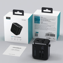 Заредете изображение във визуализатора на галерията – Choetech Fast Universal GaN USB Travel Charger Type C / 3 x USB-A 30W Power Delivery Black (PD5008-BK) - TopMag
