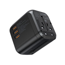 Заредете изображение във визуализатора на галерията – Choetech Fast Universal GaN USB Travel Charger Type C / 3 x USB-A 30W Power Delivery Black (PD5008-BK) - TopMag
