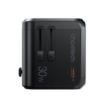 Заредете изображение във визуализатора на галерията – Choetech Fast Universal GaN USB Travel Charger Type C / 3 x USB-A 30W Power Delivery Black (PD5008-BK) - TopMag
