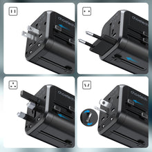 Заредете изображение във визуализатора на галерията – Choetech Fast Universal GaN USB Travel Charger Type C / 3 x USB-A 30W Power Delivery Black (PD5008-BK) - TopMag
