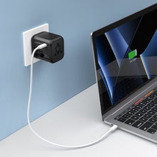 Заредете изображение във визуализатора на галерията – Choetech Fast Universal GaN USB Travel Charger Type C / 3 x USB-A 30W Power Delivery Black (PD5008-BK) - TopMag
