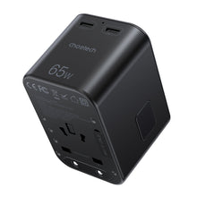 Заредете изображение във визуализатора на галерията – Choetech gaN 2 x USB Type C / USB 65W Power Delivery Fast Charger Black (PD5009-BK) - TopMag
