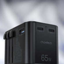 Заредете изображение във визуализатора на галерията – Choetech gaN 2 x USB Type C / USB 65W Power Delivery Fast Charger Black (PD5009-BK) - TopMag
