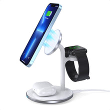 Заредете изображение във визуализатора на галерията – Choetech Induction Charger (MagSafe Compatible) Stand for iPhone, Apple Watch, AirPods white (T585-F) - TopMag
