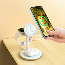 Заредете изображение във визуализатора на галерията – Choetech Induction Charger (MagSafe Compatible) Stand for iPhone, Apple Watch, AirPods white (T585-F) - TopMag
