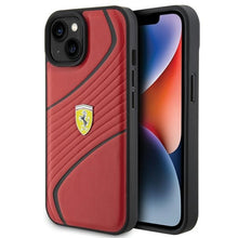 Заредете изображение във визуализатора на галерията – Original FERRARI hardcase Twist Metal Logo FEHCP15SPTWR do Iphone 15 Red
