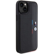 Заредете изображение във визуализатора на галерията – BMW Perforated Tricolor Line case for iPhone 15 Plus / 14 Plus - black
