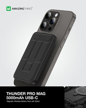 Заредете изображение във визуализатора на галерията – Amazing Thing Power bank Thunder Pro Stand 5000mAh TPM5KSBK - Type C - magnetic with induction charger black

