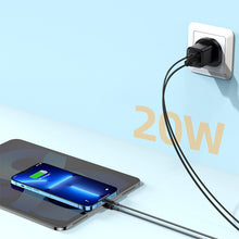 Заредете изображение във визуализатора на галерията – Joyroom Fast UK Wall Charger USB Type C + USB 20W PD QC3.0 Black (L-QP207) - TopMag
