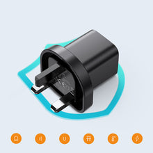 Заредете изображение във визуализатора на галерията – Joyroom Fast UK Wall Charger USB Type C + USB 20W PD QC3.0 Black (L-QP207) - TopMag
