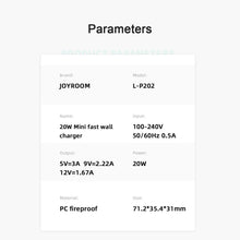 Заредете изображение във визуализатора на галерията – Joyroom Fast USB Wall Charger Type C 20W UK Power Delivery Quick Charge 3.0 AFC black (L-P202) - TopMag
