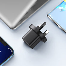 Заредете изображение във визуализатора на галерията – Joyroom Fast USB Wall Charger Type C 20W UK Power Delivery Quick Charge 3.0 AFC black (L-P202) - TopMag
