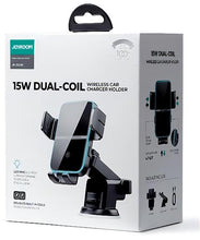 Заредете изображение във визуализатора на галерията – JoyroomJR-ZS246 Dual-Coil Wireless Car Charger Holder (Dashboard)-Black - TopMag
