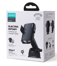 Заредете изображение във визуализатора на галерията – Joyroom Car Electric Qi Wireless Charger 15W with Holder Black (JR-ZS242) - TopMag
