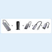 Заредете изображение във визуализатора на галерията – Choetech multifunctional HUB with display 12in1 USB-C to USB-C / USB-A / HDMI / VGA / AUX / SD / TF gray (HUB-M26)
