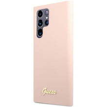 Заредете изображение във визуализатора на галерията – Guess GUHCS23LLSLMGPP S23 Ultra S918 pink/pink hardcase Silicone Script Metal Logo
