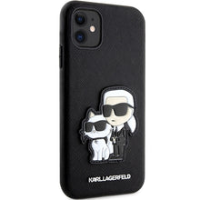 Заредете изображение във визуализатора на галерията – Original Pouch KARL LAGERFELD Saffiano Karl &amp; Choupette KLHCN61SANKCPK for Iphone 11/ Xr Black
