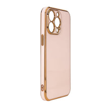 Заредете изображение във визуализатора на галерията – Lighting Color Case for iPhone 13 pink gel cover with gold frame - TopMag
