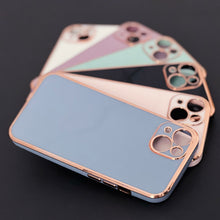 Заредете изображение във визуализатора на галерията – Lighting Color Case for iPhone 13 pink gel cover with gold frame - TopMag
