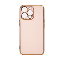 Заредете изображение във визуализатора на галерията – Lighting Color Case for iPhone 13 Pro Max pink gel cover with gold frame - TopMag
