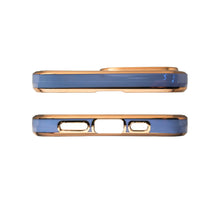 Заредете изображение във визуализатора на галерията – Lighting Color Case for iPhone 13 Pro Max blue gel cover with gold frame - TopMag
