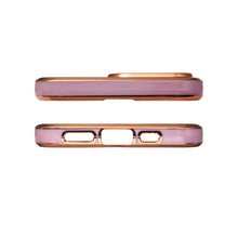 Заредете изображение във визуализатора на галерията – Lighting Color Case for iPhone 12 gel cover with gold frame purple - TopMag
