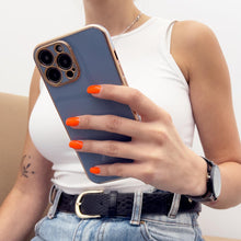 Заредете изображение във визуализатора на галерията – Lighting Color Case for iPhone 12 gel cover with gold frame purple - TopMag
