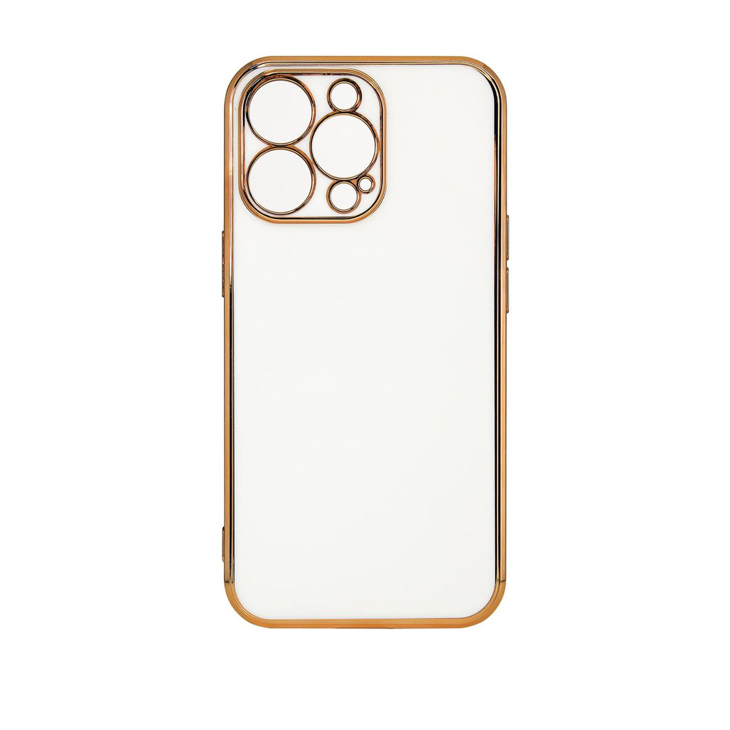 Lighting Color Case for iPhone 12 gel cover with gold frame white - TopMag