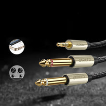 Заредете изображение във визуализатора на галерията – Ugreen cable audio cable mini jack 3.5 mm - 2 x jack 6.35 mm 2m gray (AV126)
