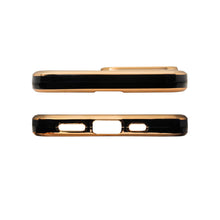 Заредете изображение във визуализатора на галерията – Lighting Color Case for iPhone 13 Pro Max black gel cover with gold frame - TopMag
