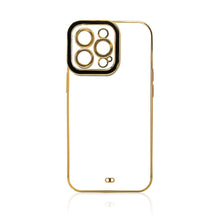 Заредете изображение във визуализатора на галерията – Fashion Case for iPhone 12 Gold Frame Gel Cover Black - TopMag
