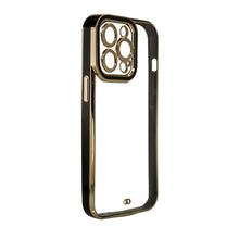Заредете изображение във визуализатора на галерията – Fashion Case for iPhone 13 Gold Frame Gel Cover Black - TopMag
