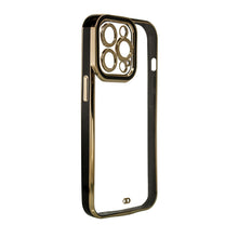 Заредете изображение във визуализатора на галерията – Fashion Case Case for iPhone 13 Pro Max Gold Frame Gel Cover Black - TopMag
