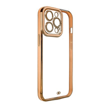 Заредете изображение във визуализатора на галерията – Fashion Case for iPhone 13 Pro Gold Frame Gel Cover Gold - TopMag
