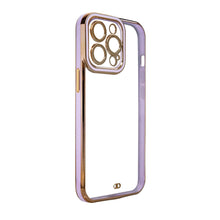 Заредете изображение във визуализатора на галерията – Fashion Case for iPhone 13 Gold Frame Gel Cover Purple - TopMag
