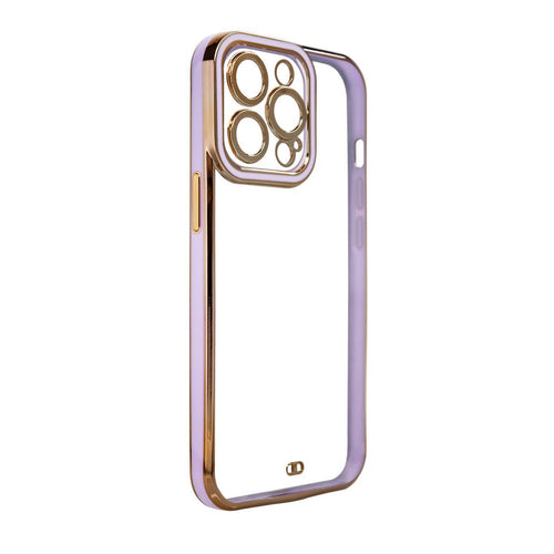 Fashion Case Case for Samsung Galaxy A12 5G Gold Frame Gel Cover Purple - TopMag
