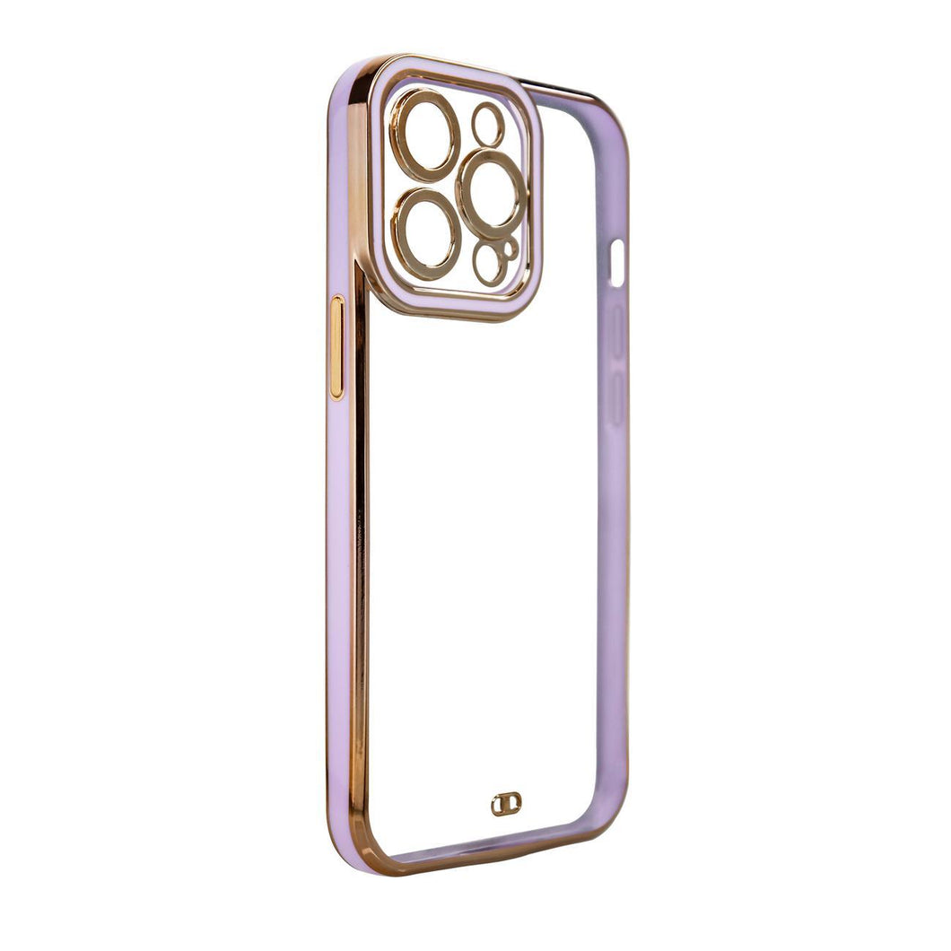 Fashion Case Case for Samsung Galaxy A12 5G Gold Frame Gel Cover Purple - TopMag