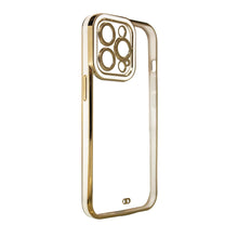 Заредете изображение във визуализатора на галерията – Fashion Case for iPhone 13 Pro Gold Frame Gel Cover White - TopMag
