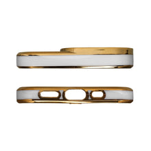 Заредете изображение във визуализатора на галерията – Fashion Case for iPhone 13 Pro Gold Frame Gel Cover White - TopMag
