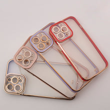 Заредете изображение във визуализатора на галерията – Fashion Case for iPhone 13 Pro Gold Frame Gel Cover White - TopMag
