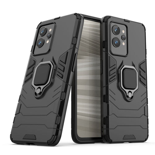 Ring Armor tough hybrid case cover + magnetic holder Realme GT2 Pro black - TopMag