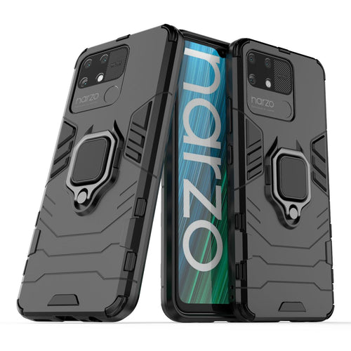 Ring Armor tough hybrid case cover + magnetic holder Realme Narzo 50A black - TopMag