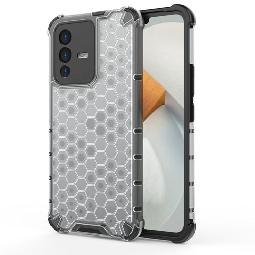 Honeycomb case armored cover with a gel frame for Vivo V23 5G transparent - TopMag