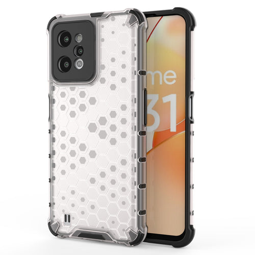 Honeycomb case armored cover with a gel frame Realme C31 transparent - TopMag