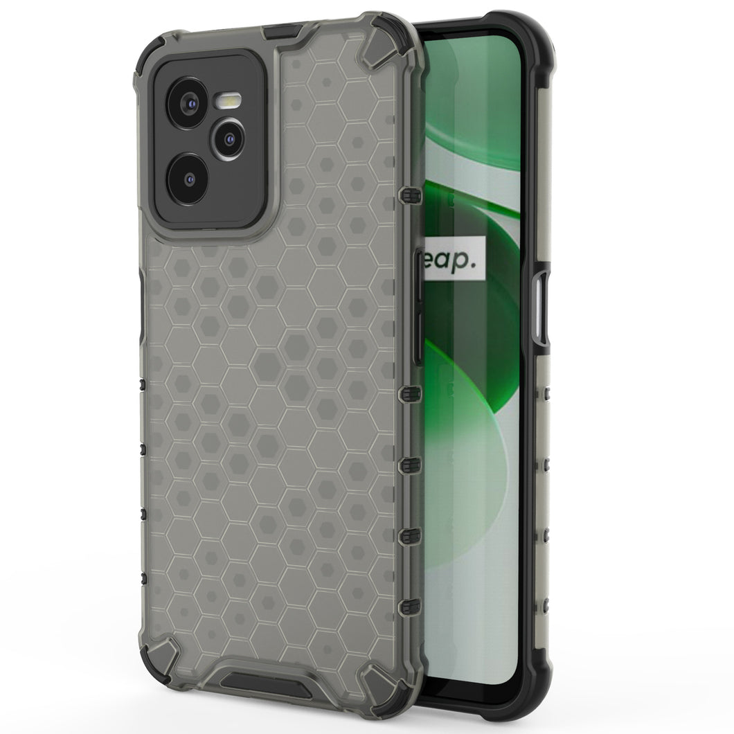 Honeycomb case armored cover with a gel frame Realme C35 black - TopMag