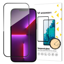 Заредете изображение във визуализатора на галерията – Wozinsky super durable Full Glue tempered glass full screen with frame Case Friendly iPhone 14 Pro black - TopMag
