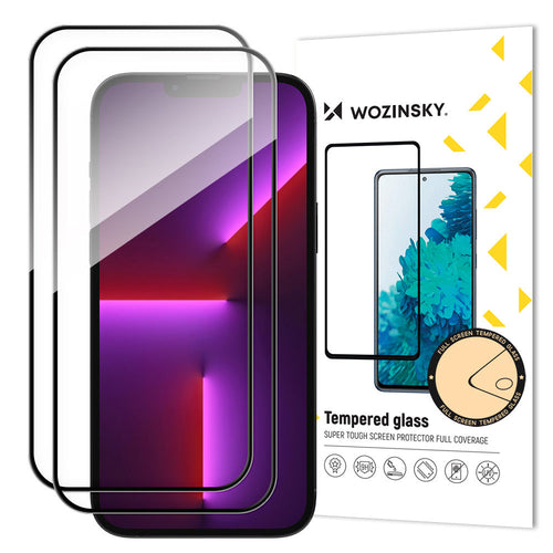 Wozinsky Set of 2x Super Durable Full Glue Tempered Glass Full Screen with Frame Case Friendly iPhone 14 Pro Black - TopMag