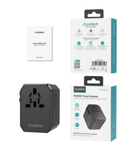 Заредете изображение във визуализатора на галерията – Choetech PD6041 USB-C USB-A PD 30W Travel Charger with 4 US EU UK AU Plugs - Black
