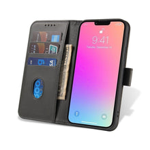 Заредете изображение във визуализатора на галерията – Magnet Case elegant case cover with a flap and stand function iPhone 14 black - TopMag
