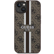 Заредете изображение във визуализатора на галерията – Guess GUHMP14MP4RPSW iPhone 14 Plus 6.7" brown/brown hardcase 4G Printed Stripes MagSafe
